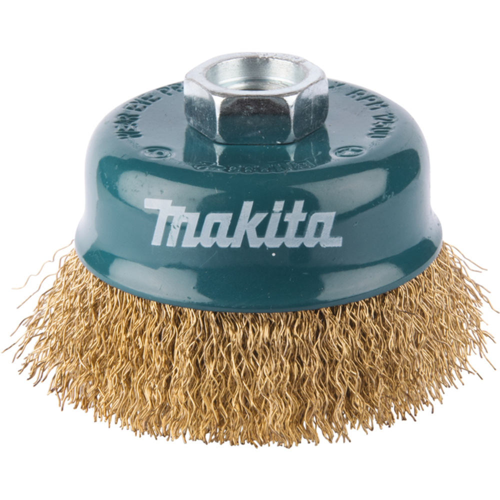 Brosse boisseau à fils acier laitonés et ondulés - 75mm M14 - MAKITA - D-39768