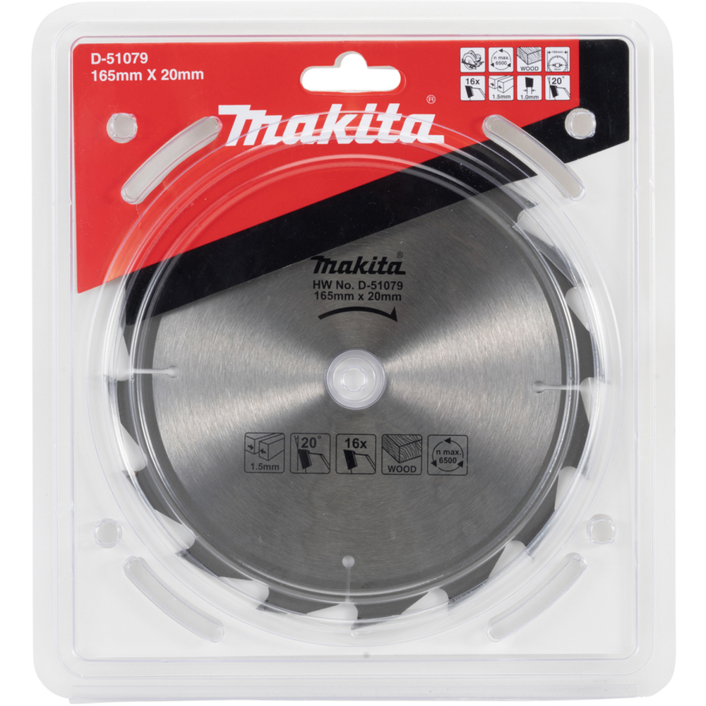 T.C.T.SAW BLADE 165X20X16T - MAKITA - D-51079