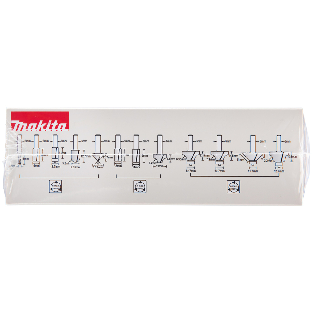 COFFRET FRAISE 1/4 ROND 12PCS - MAKITA - D-57065