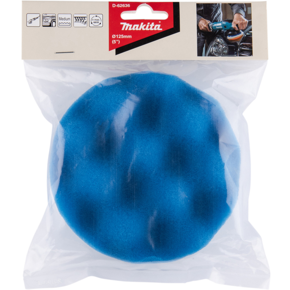 Mousse de polissage alvéolé intermédiaire D125mm auto-agrippant - MAKITA - D-62636