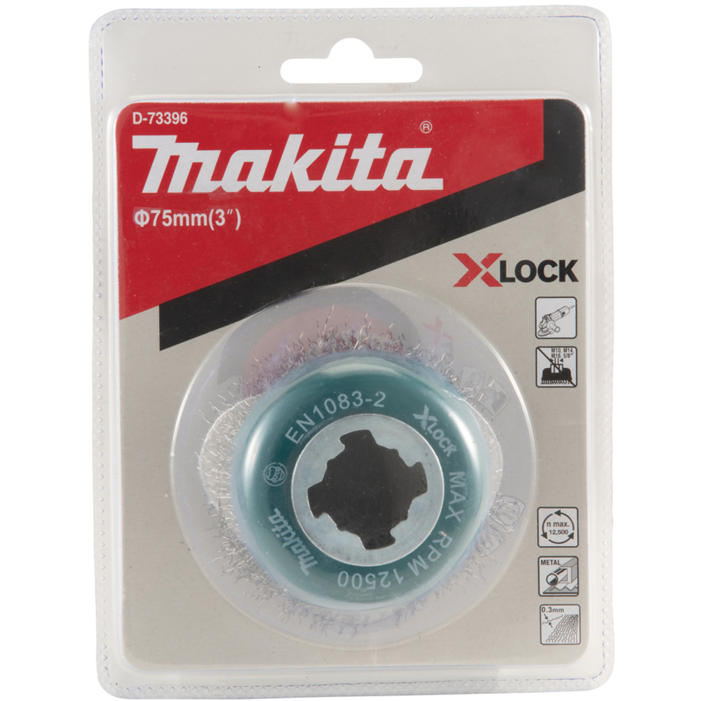 BROSSE BOISSEAU X-LOCK 75MM FILS ACIER ONDULÉS - MAKITA - D-73396