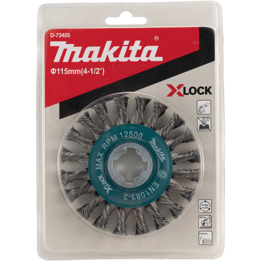 BROSSE CONIQUE X-LOCK 115MM FILS ACIER TORSADÉS F - MAKITA - D-73405