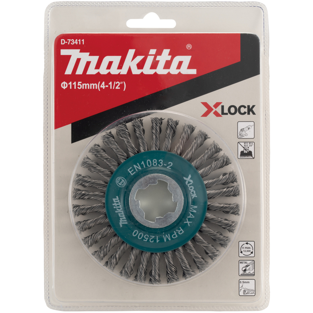 BROSSE CONIQUE X-LOCK 115MM FILS ACIER TORSADÉS S - MAKITA - D-73411