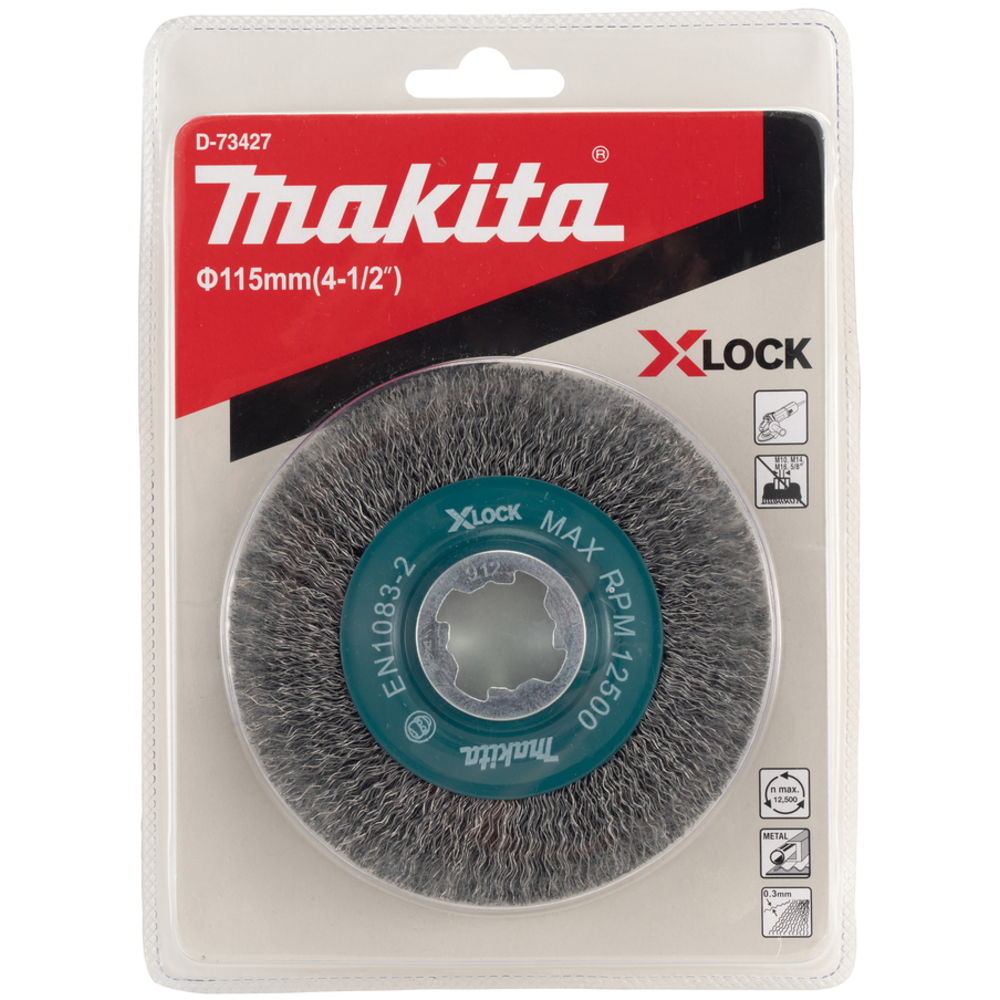BROSSE CONIQUE X-LOCK 115MM FILS ACIER ONDULÉS - MAKITA - D-73427