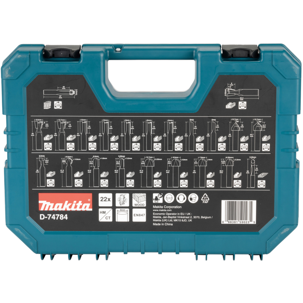 COFFRET DE 22 FRAISES À RAINURER - MAKITA - D-74784