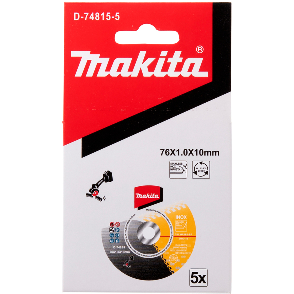 PACK 5 DISQUES À TRONÇONNER INOX 76MM - MAKITA - D-74815-5