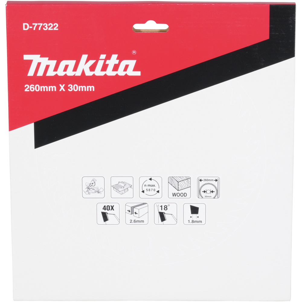 Lame de scie circulaire TCTX40T 260 mm - MAKITA - D-77322