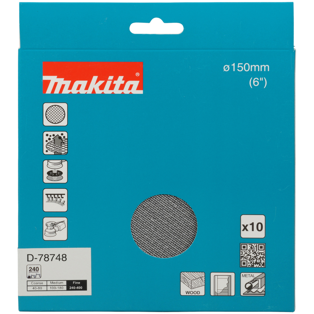 ABRASIVF EN MAILLE DIAM 150 A240 X10 - MAKITA - D-78748