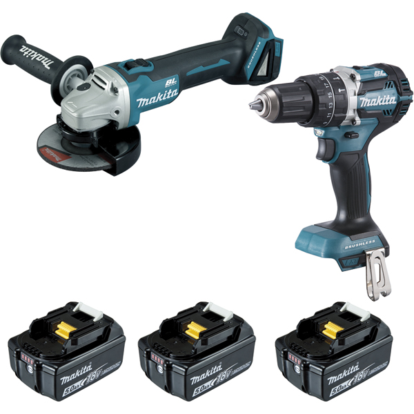 ENSEMBLE DE 2 MACHINES DGA506 + DHP484+ 2 BATTERIES + 1 CHARGEUR + 1 COFFRET - MAKITA - DLX2210TJ1