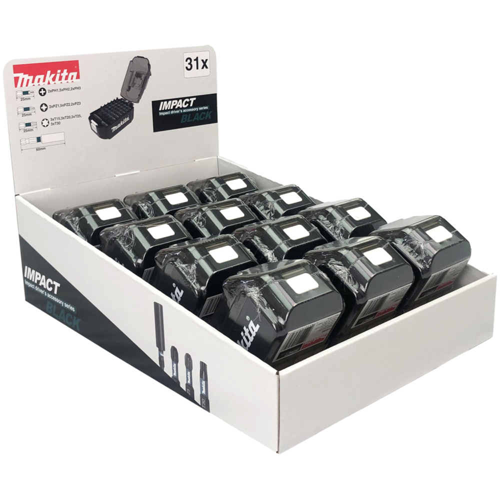 MASTER CARTON 12 x COFFRET IMPACT BLACK 31 PCS - MAKITA - E-03090