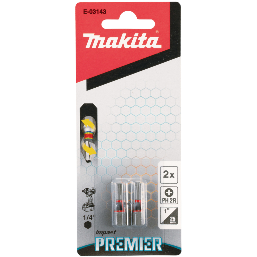 Embouts IMPACT PREMIER PH2R 25 mm Lot de 2 - MAKITA - E-03143