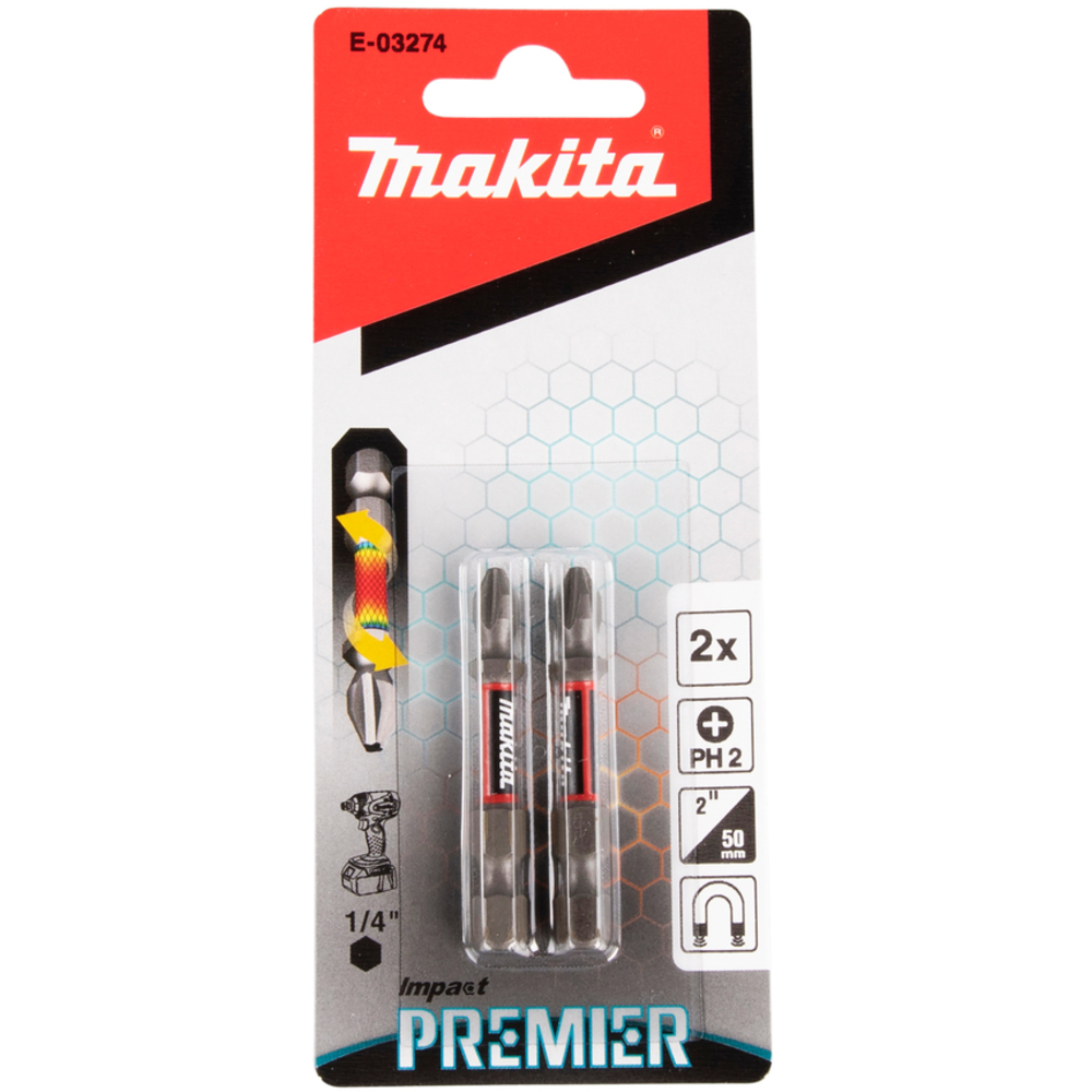 EMBOUT PH2-50 2PCS IMPACT PREMIER - MAKITA - E-03274