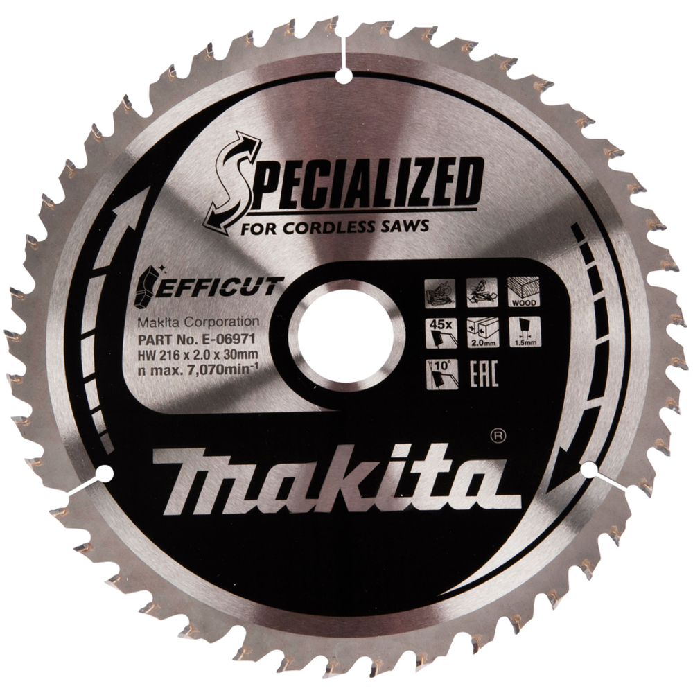 LAME CARBURE EFFICUT BOIS 216x30MM 45D - MAKITA - E-06971