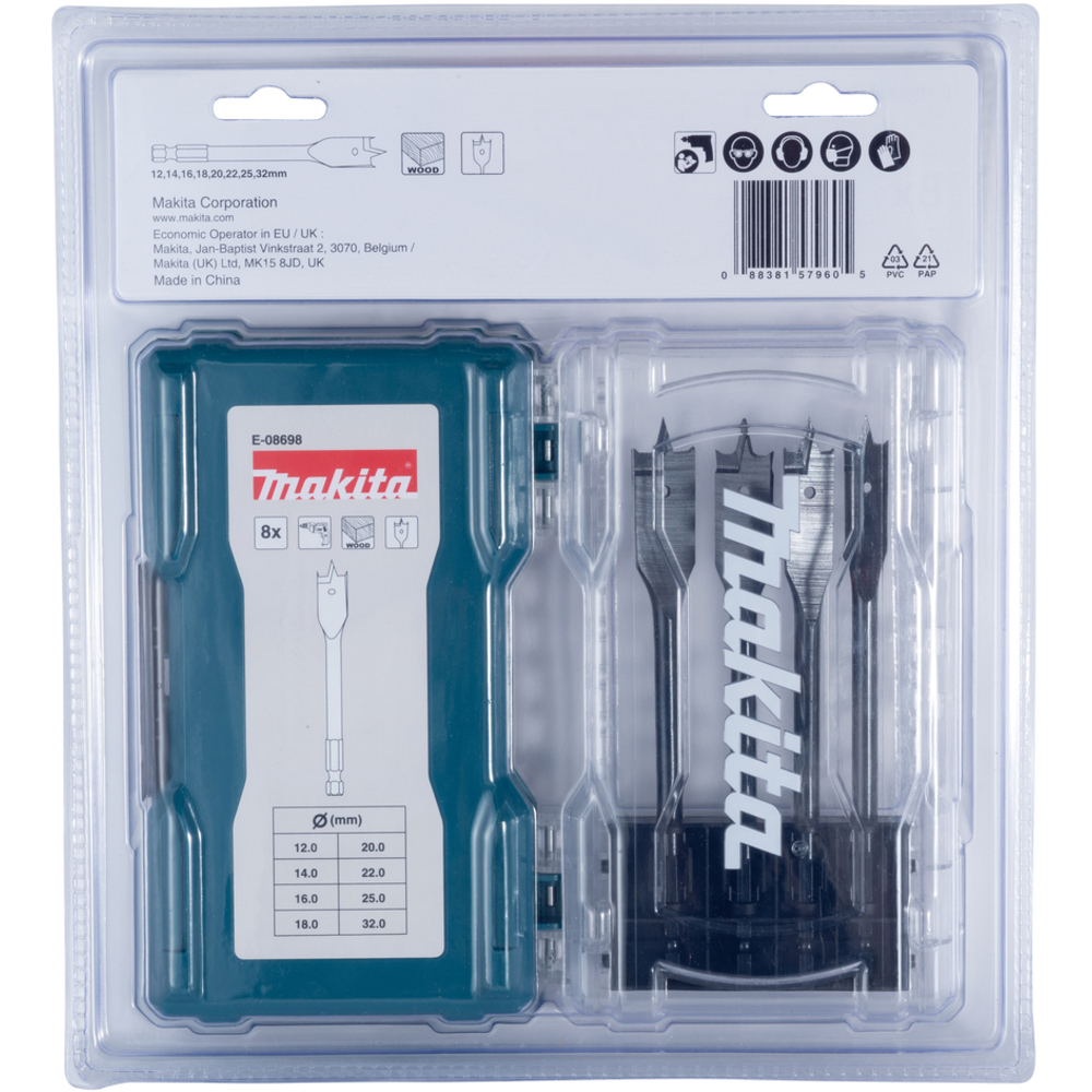 COFFRET 8 MECHES A BOIS - MAKITA - E-08698
