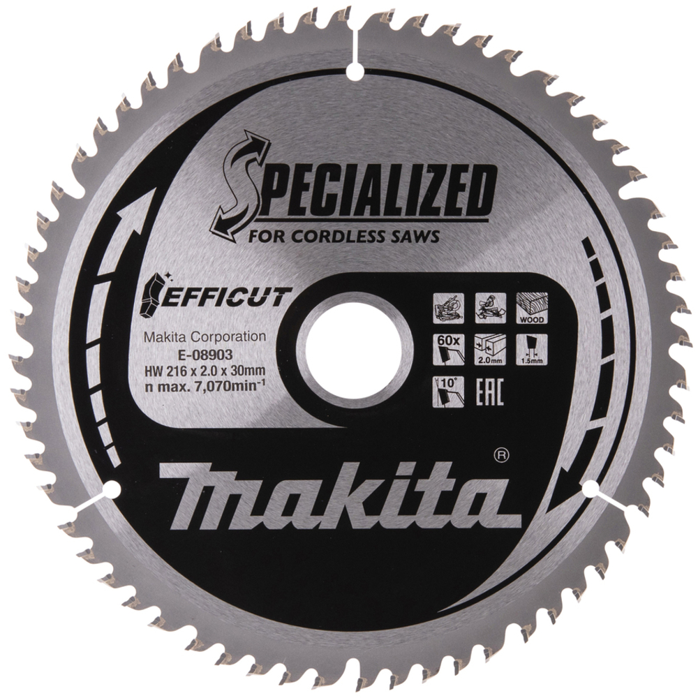 Lames carbures ''EFFICUT'' pour bois, pour scies radiales à batterie - MAKITA - E-08903