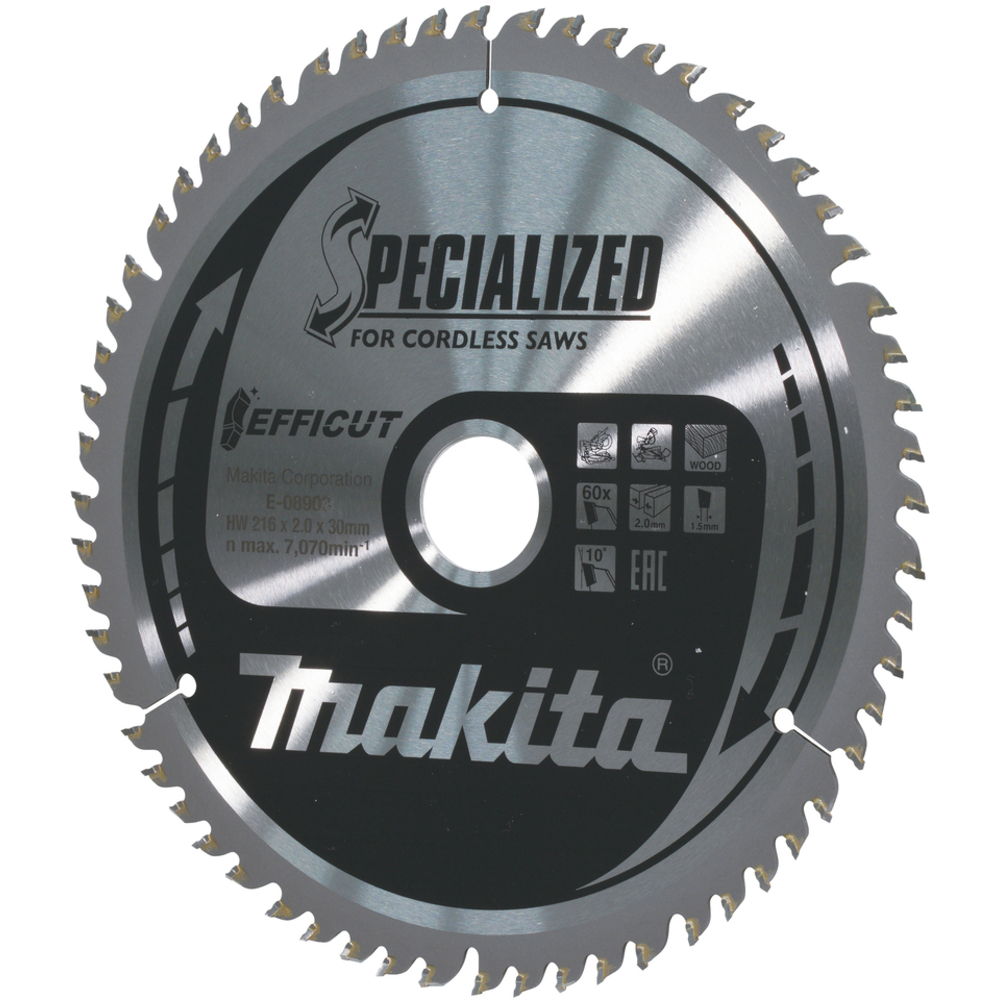 Lames carbures ''EFFICUT'' pour bois, pour scies radiales à batterie - MAKITA - E-08903