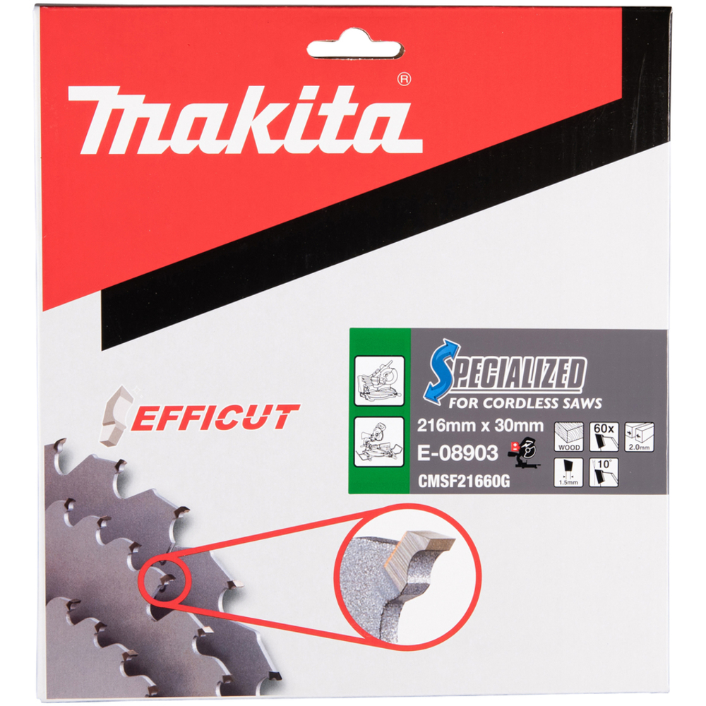Lames carbures ''EFFICUT'' pour bois, pour scies radiales à batterie - MAKITA - E-08903