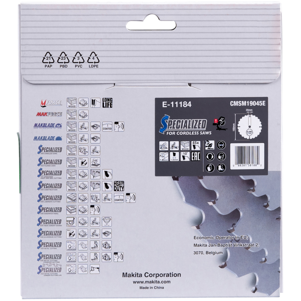 LAME EFFICUT BOIS 190x20MM 45D - MAKITA - E-11184
