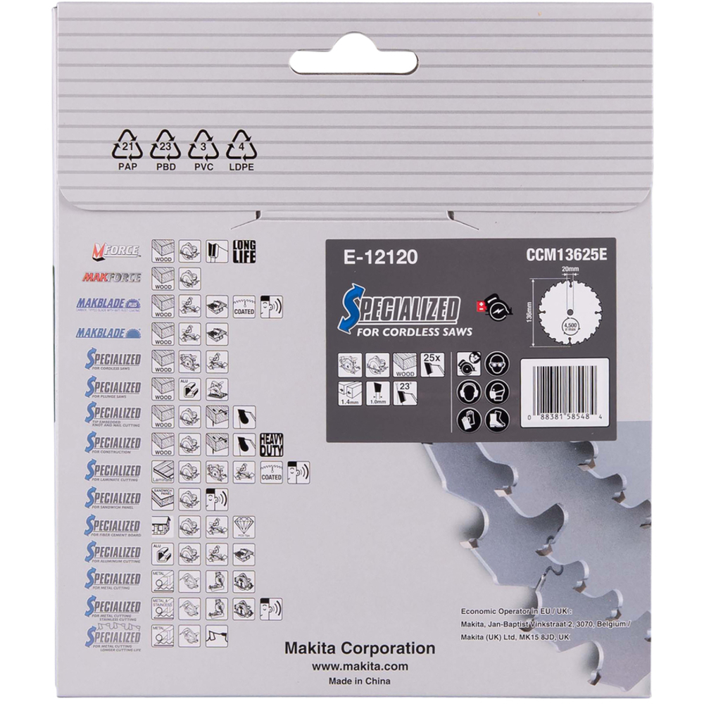 LAME CARBURE EFFICUT 136x20x25T - MAKITA - E-12120