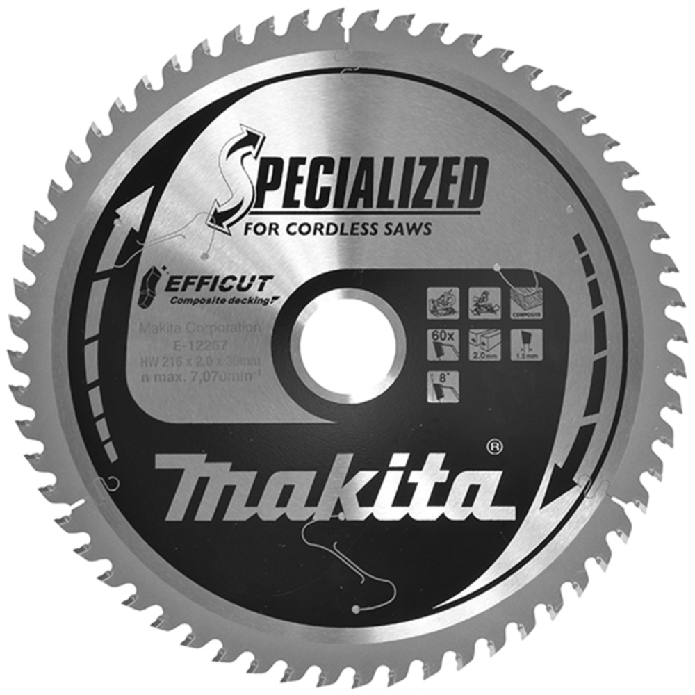 LAME CIRC EFFICUT BOIS COMPOSITE 216x30MM 60D - MAKITA - E-12267