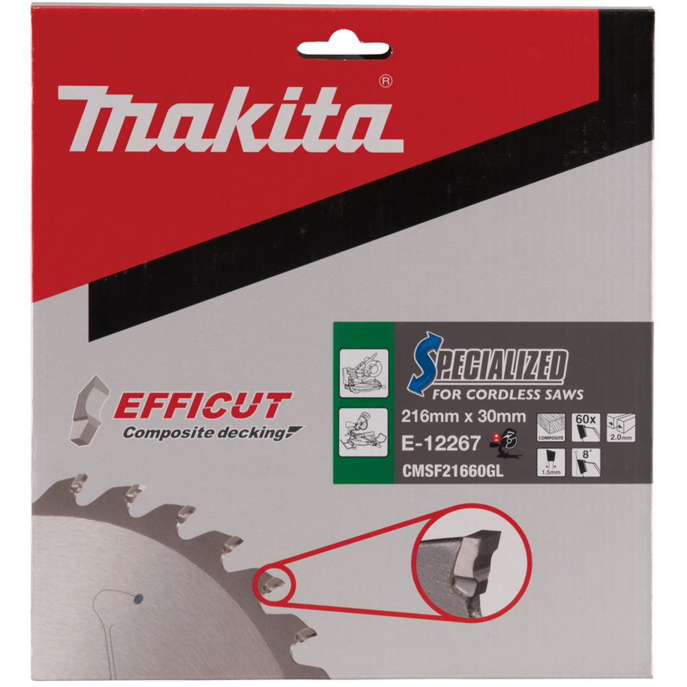 LAME CIRC EFFICUT BOIS COMPOSITE 216x30MM 60D - MAKITA - E-12267