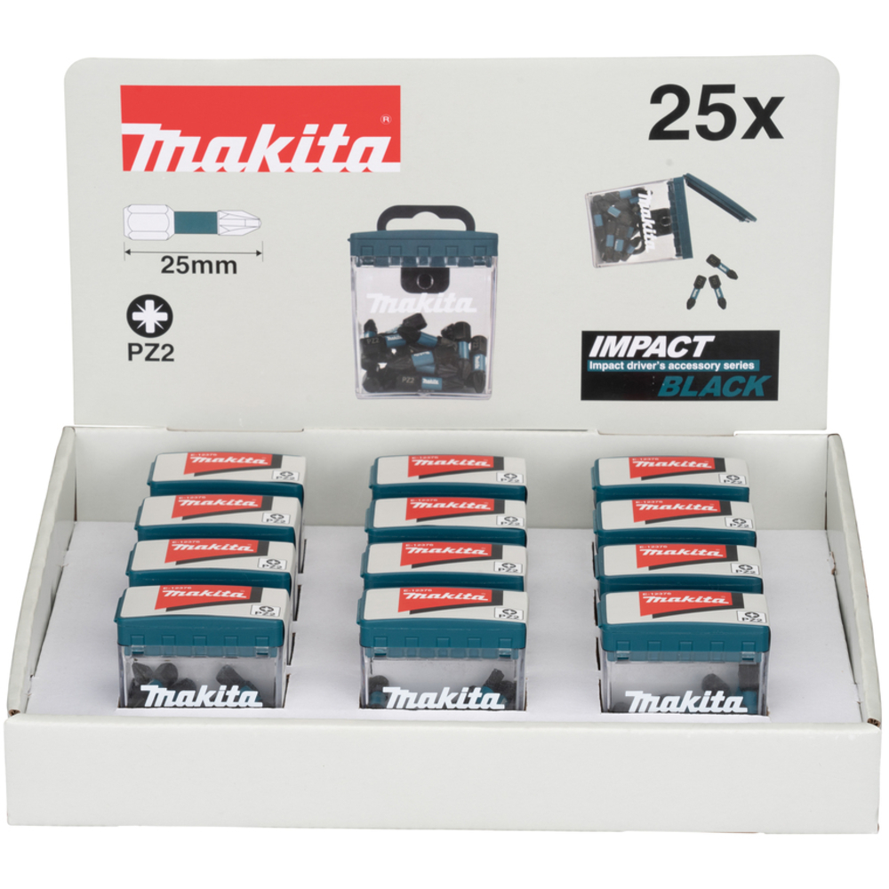 PACK IMPACT BLACK PZ2 25MM 25PCS X12 - MAKITA - E-12376-12