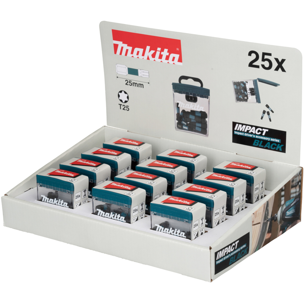 PACK IMPACT BLACK T25 25MM 25PCS X12 - MAKITA - E-12398-12