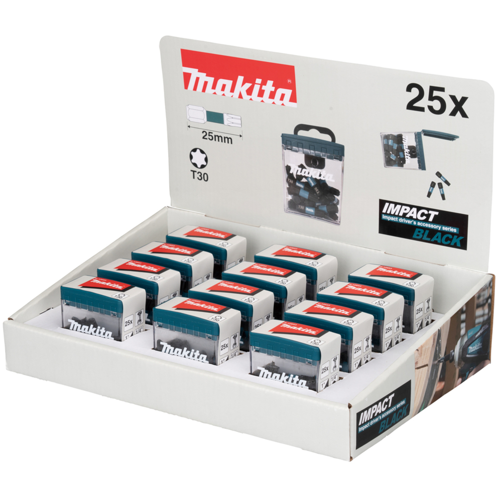 PACK IMPACT BLACK T30 25MM 25PCS X12 - MAKITA - E-12653-12