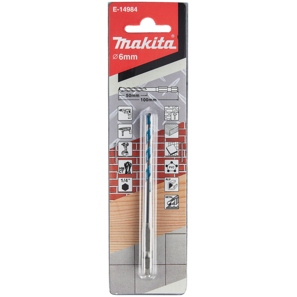 FORET MULTIMATERIAUX 6x100MM HEXA1/4 - MAKITA - E-14984