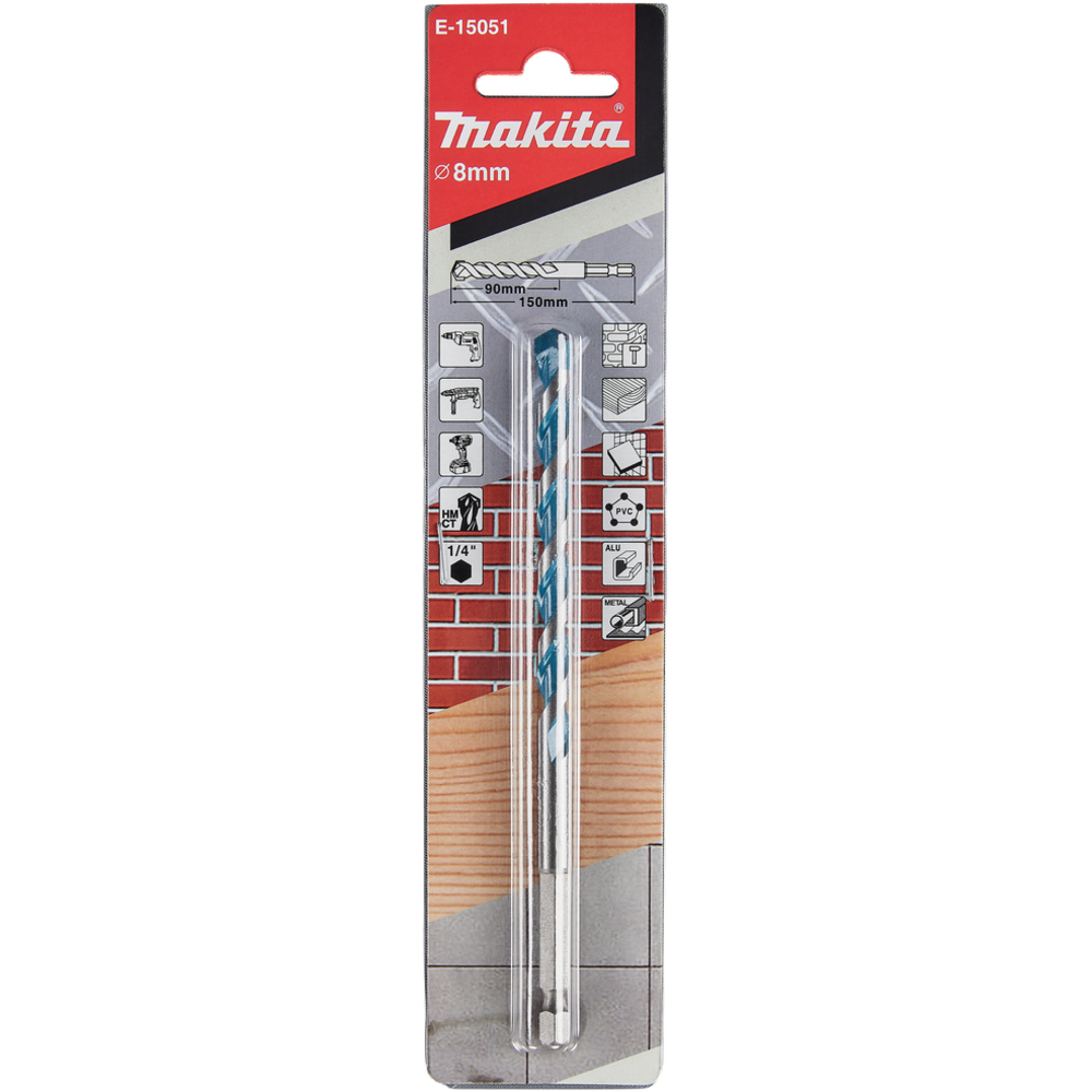 FORET MULTIMATERIAUX 8x150MM HEXA1/4 - MAKITA - E-15051