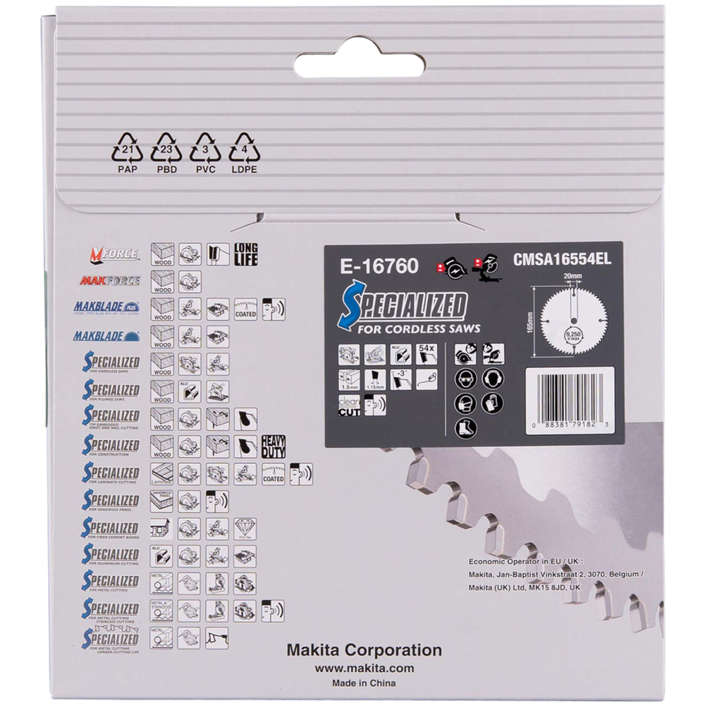 LAME CARB ALU EFFICUT 165X20MM 64D - MAKITA - E-16760