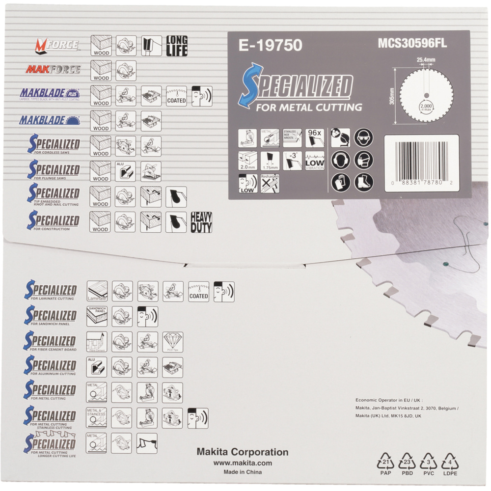 LAME CARBURE BOIS EFFICUT 305X25,4MM 96D - MAKITA - E-19750