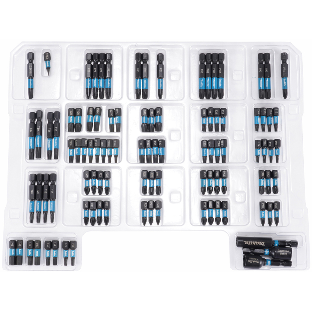 Coffret d'embouts 100 pièces + compartiments de rangement - MAKITA - E-24826