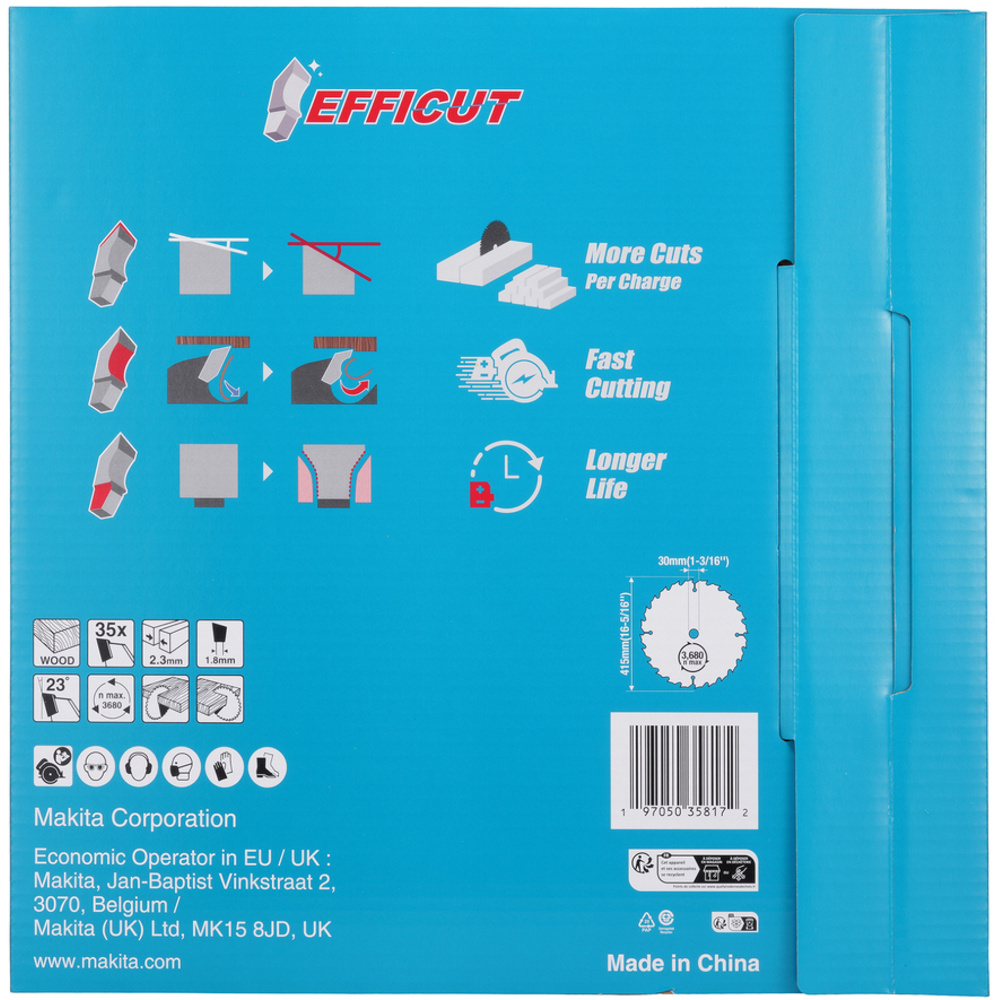 Lame de scie circulaire Efficut 415 x 30 mm 35 dents T.C.T - MAKITA - E-24848