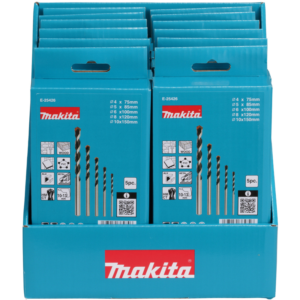 12 x Ensemble 5 forets Multi-matériaux, emmanchement Cylindrique - MAKITA - E-25367