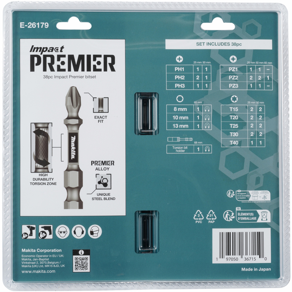 Coffret IMPACT PREMIER 38 accessoires - MAKITA - E-26179