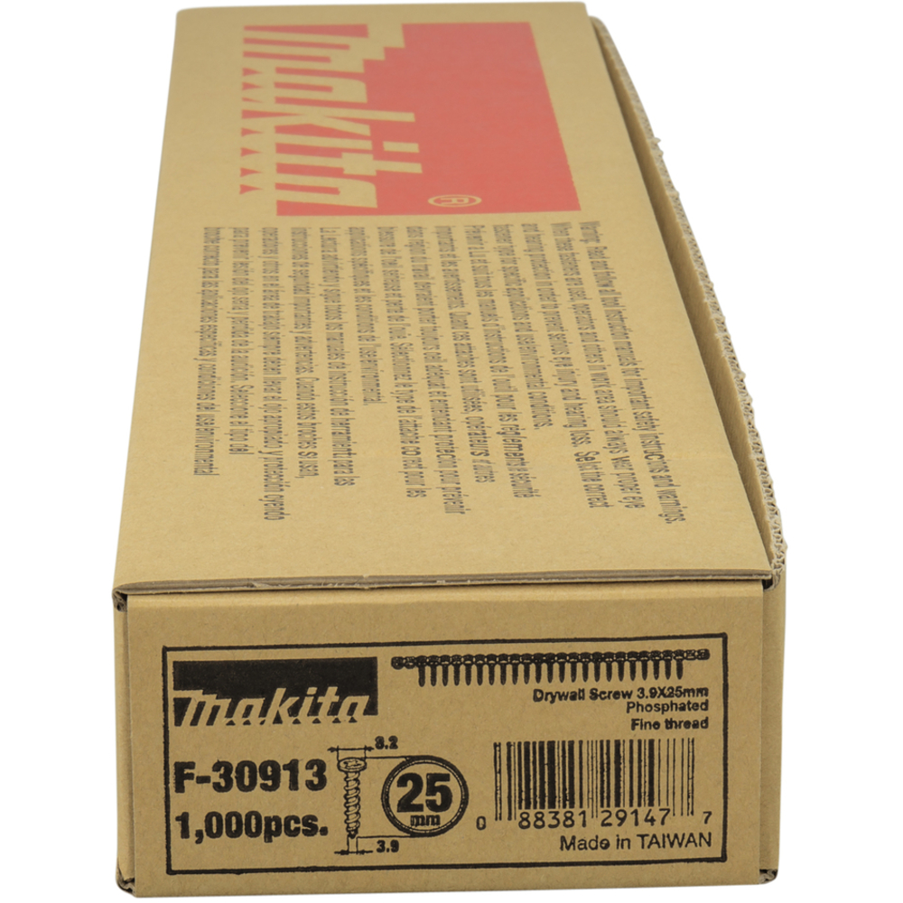 Vis en bande pour plaque de plâtre sur armature métallique max = 0,75 mm - MAKITA - F-30913