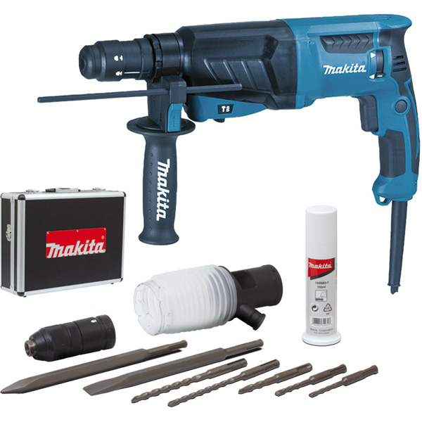 Perfo-burineur MAKITA SDS Plus 800 W 26 mm (coffret alu + kit d'accessoires) - HR2630TX4