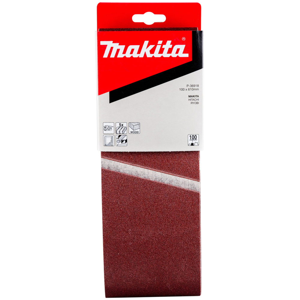 5 Bandes abrasives 100x610 mm pour bois et métal - MAKITA - P-36918