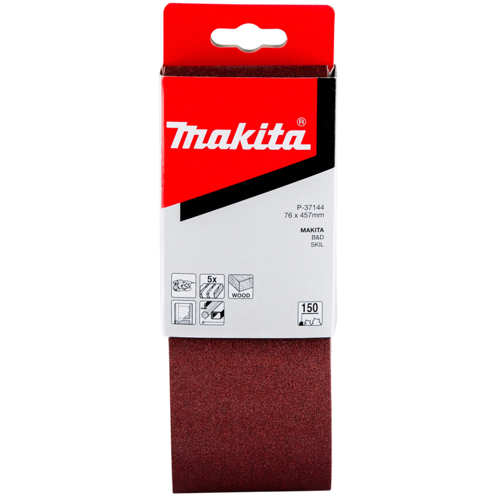 BANDE ABRASIVE BOIS/MÉTAL 76X457MM G150 X5 - MAKITA - P-37144
