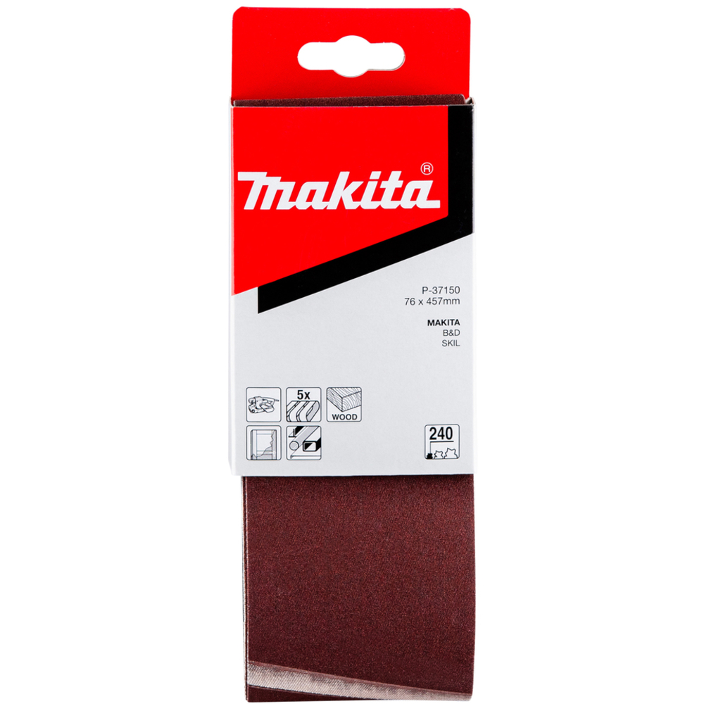 BANDE ABRASIVE BOIS/MÉTAL 76X457MM G240 X5 - MAKITA - P-37150