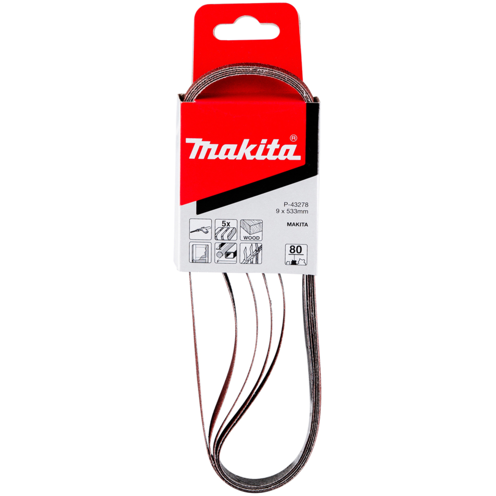 Bandes abrasives 9x533 mm pour bois métal - MAKITA - P-43278