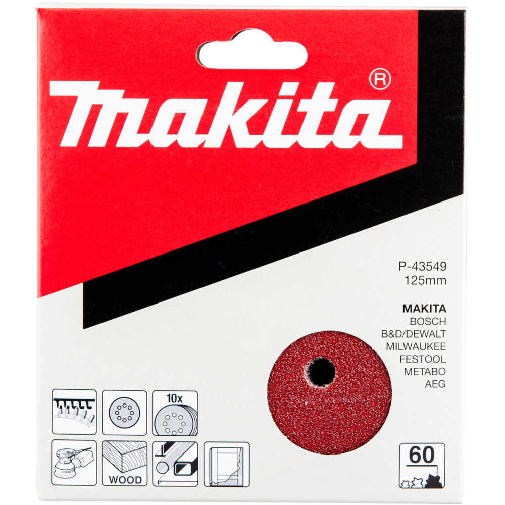 DISQUE ABRASIF VLCRO D125 GR60 10P MAKITA - P-43549