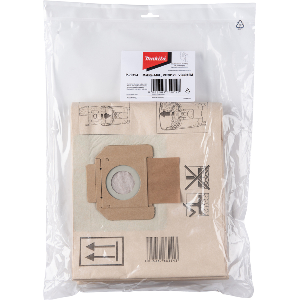 LOT DE 5 SACS ASPIRATEUR MODELE L - MAKITA - P-70194