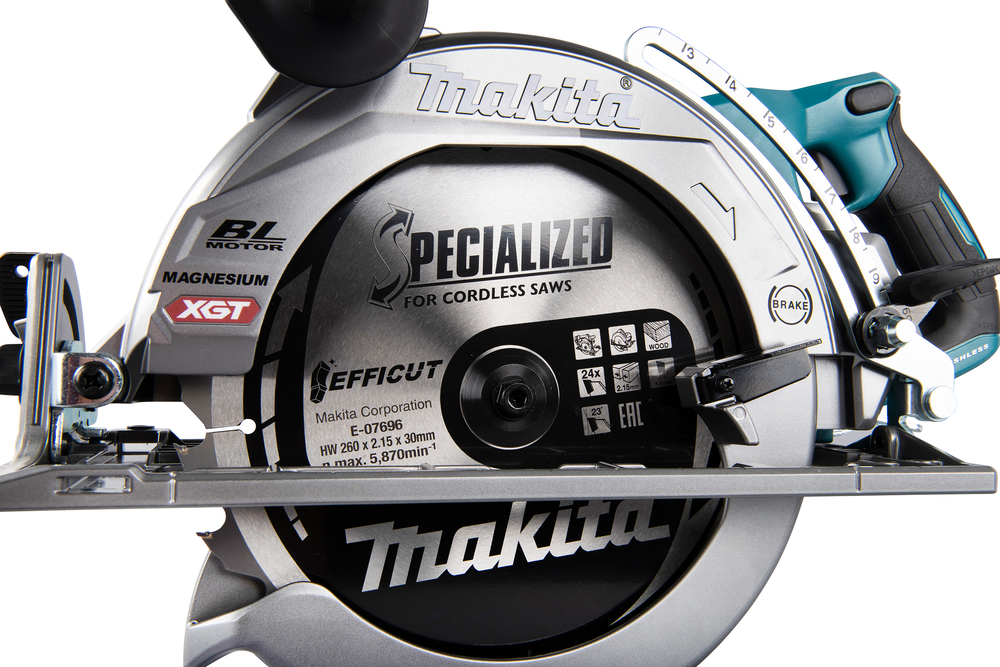 SCIE CIRCULAIRE SANS FIL À POIGNÉE ARRIERE 260 MM - MAKITA - RS002GZ