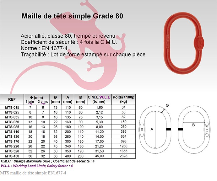 MAILLE DE TÊTE SIMPLE ACIER ALLIÉ 10/8MM - ID MAT - MTS035
