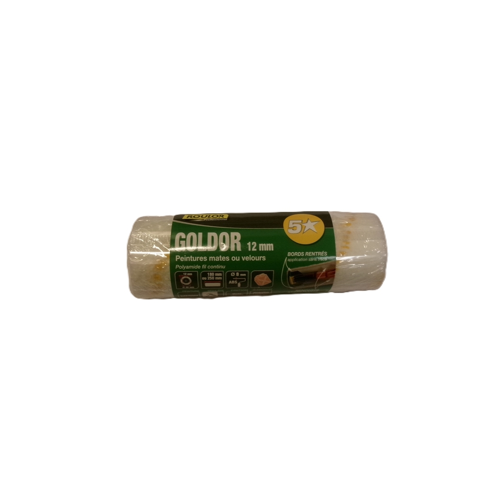 Manchon 5* Goldor 180 mm fibre 12 mm pour surfaces régulières - ROULOR - 032400