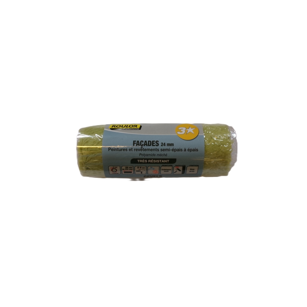 Manchon 3* méché extra long 180 mm fibre 24 mm pour surfaces irrégulières - ROULOR - 033023