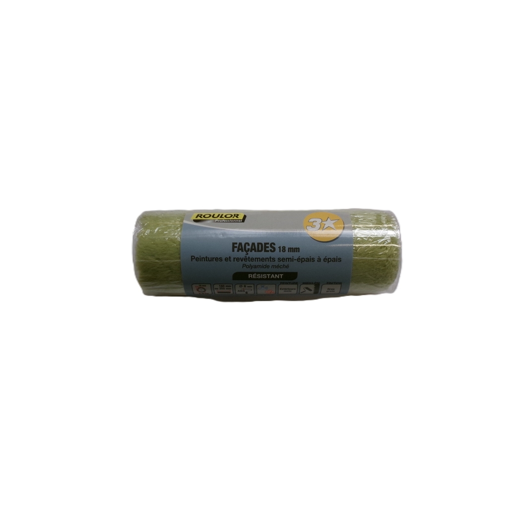 Manchon 3* méché long 180 mm fibre 18 mm pour surfaces irrégulières - ROULOR - 033708