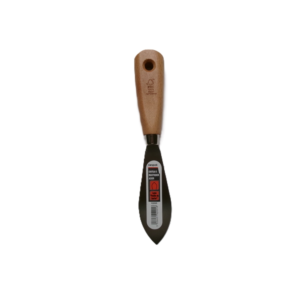 Couteau à mastiquer - Feuille de laurier manche en bois FSC - NESPOLI - 102005